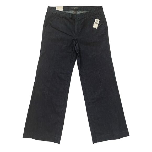 NWT Banana Republic Wide Leg Denim Trouser Flap Pocket Dark Wash - Women's - 14 - Picture 1 of 7